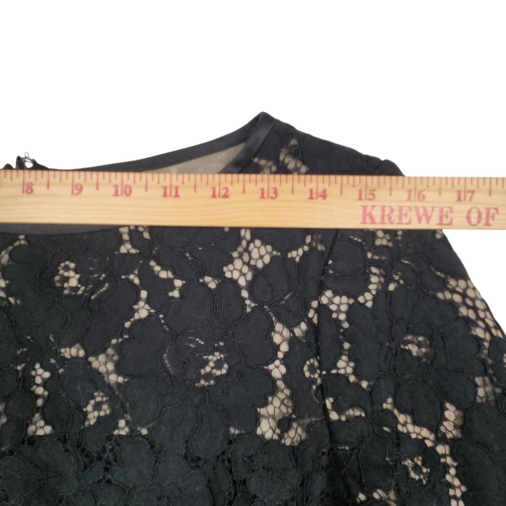 Lauren Ralph Lauren Lace Bell Sleeve Dress 6 Black Nude Floral Shift Whimsigoth - Picture 12 of 15